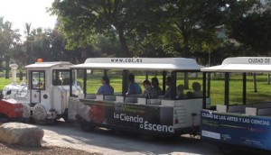 city of arts and sciences train in turia gardens valencia